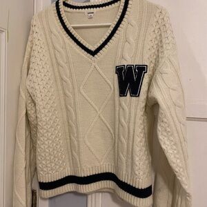 white/cream, garage sweater, size small